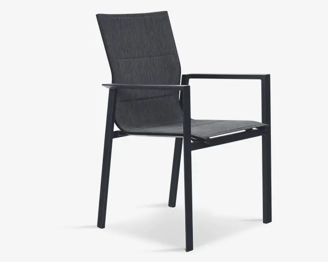 Havestol i sort textiline/sort stel