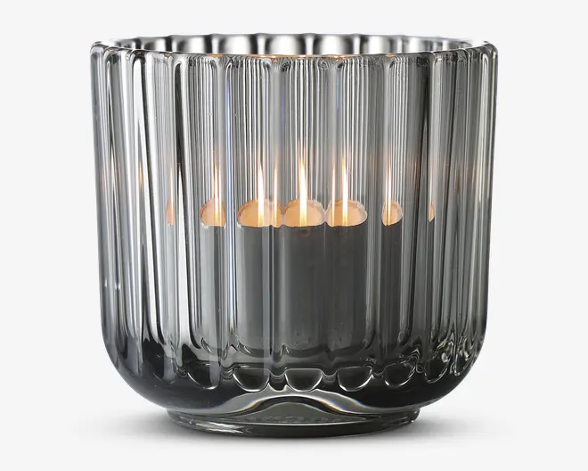 Lyngby fyrfadsstage glas røgfarvet H.6,5 cm 