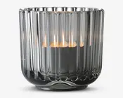 Lyngby fyrfadsstage glas røgfarvet H.6,5 cm 