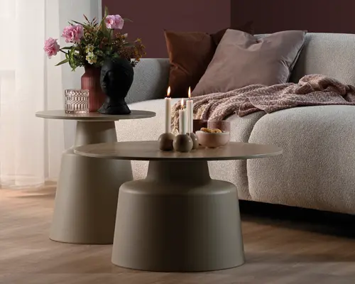 Sofabord travertin keramik Ø-70 cm