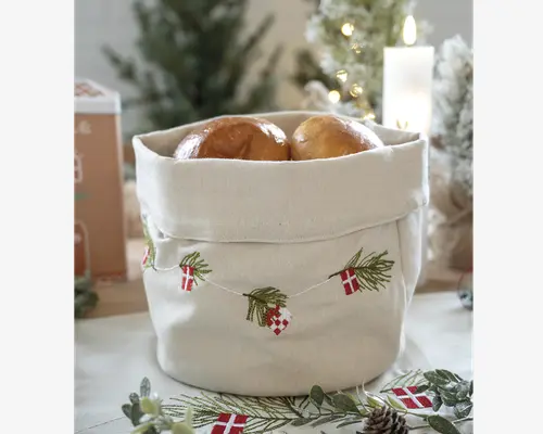 Brødkurv jul bomuld H.18 cm