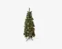 Slankt, kunstigt grantræ med tætte, naturtro grønne grene. Træet er forudmonteret med varme hvide LED-lys, der er jævnt fordelt over grenene og giver en hyggelig julestemning. Det står på et solidt sort metalstativ for stabilitet. Træet har en høj og smal form, hvilket gør det velegnet til mindre rum eller hjørner.