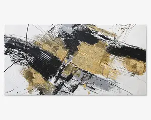 Maleri abstrakt sort/burn 70x140 cm 
