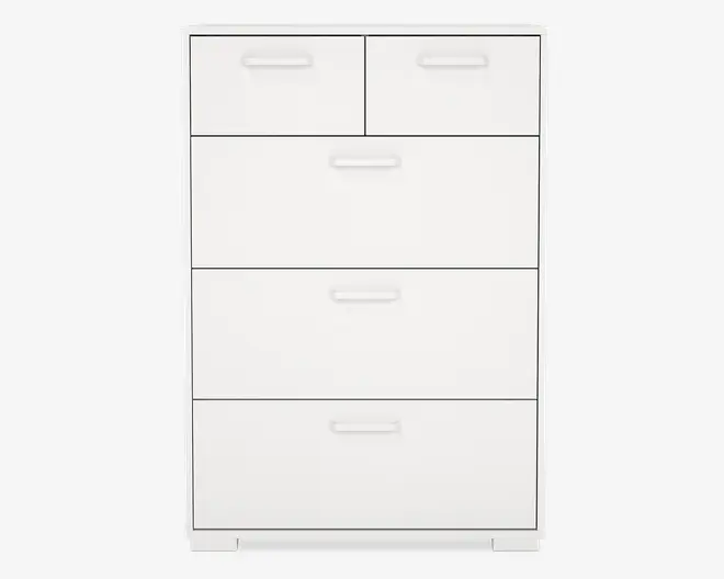 Kommode Sofia hvid med 5 skuffer