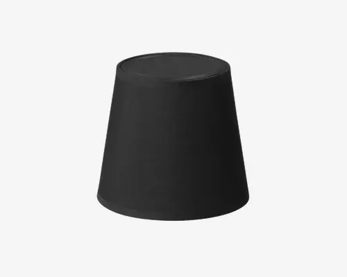 Mat sort, let konisk cylindrisk form med bredere bund og smallere top. Overfladen fremstår glat og uden dekoration, hvilket giver et minimalistisk og moderne udtryk. Kanterne er afrundede, og der er ingen synlige mønstre, teksturer eller udsmykninger.