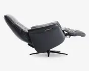 Drejestol m/indbygget fodskammel sort læder