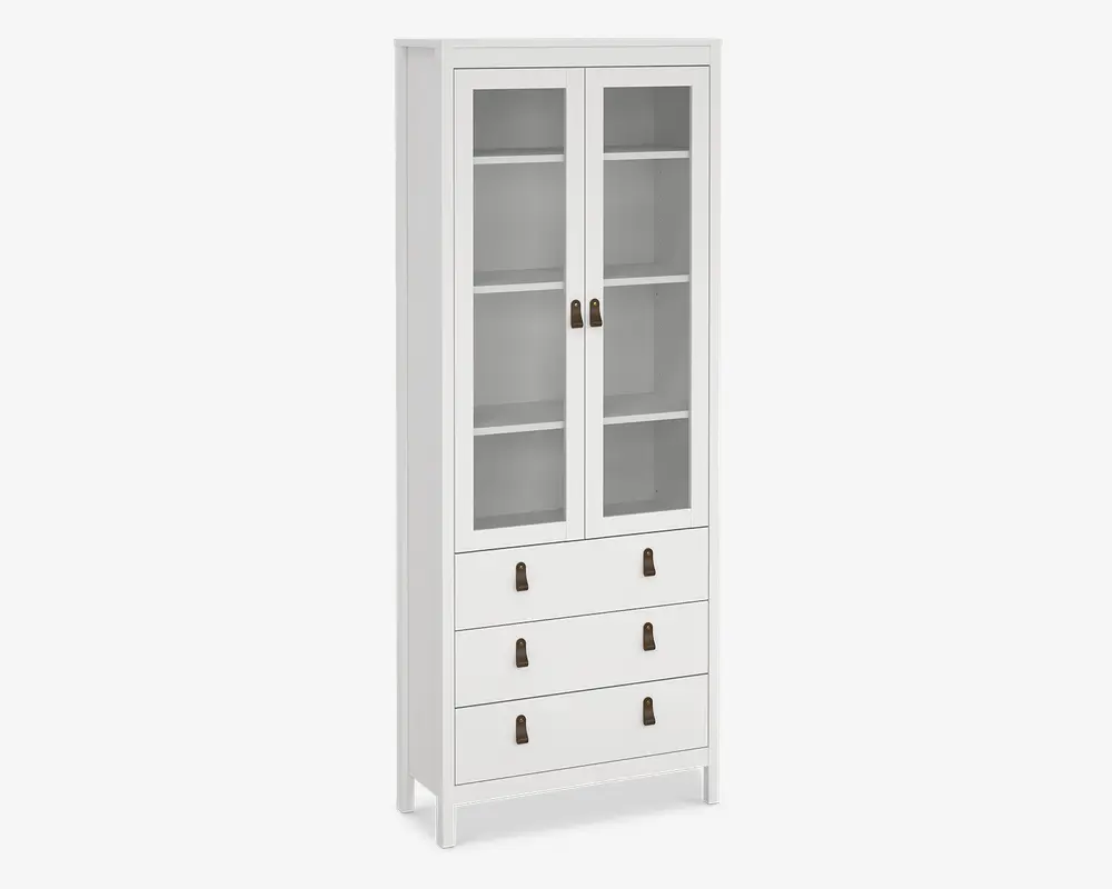 Vitrine Madrid hvid med 3 skuffer