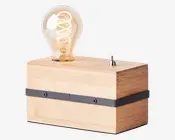 Bordlampe Benny sort/natur L.18 cm