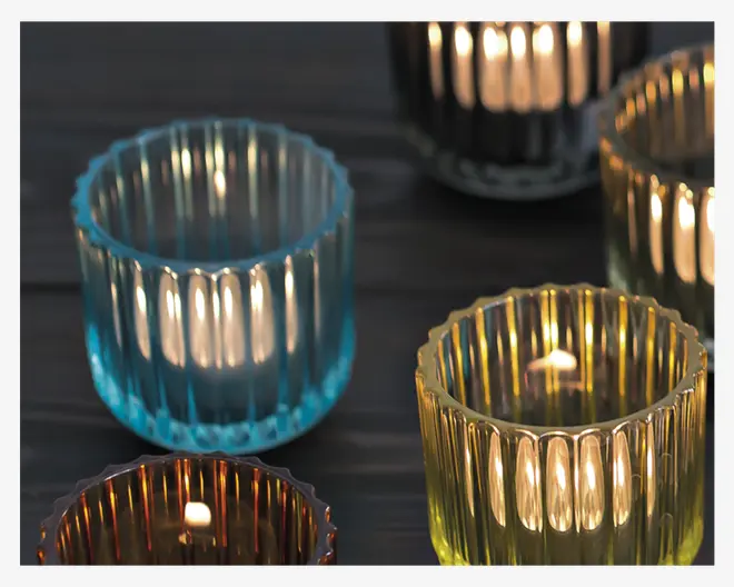 Lyngby fyrfadsstage glas lyseblå H.6,5 cm 