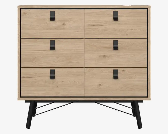 Kommode Ry m. 6 skuffer eg