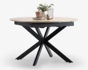 Rundt spisebord med 2 tillægsplader i eg