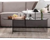 Sofabord røgfarvet glas 60x120 cm