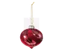 Rund julekugle med en blank, reflekterende rød overflade og et spiralformet mønster, der snor sig rundt om kuglen. Den har en sølvfarvet metalhætte foroven og en gylden ophængssnor, så den let kan hænges op. Kuglen har en glat finish med et dekorativt snoet design, der giver et festligt udtryk.