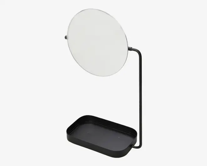 Spejl m. bakke sort H.32,5 cm