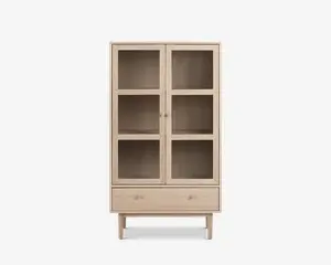 Vitrine Aston i hvidolieret fineret eg