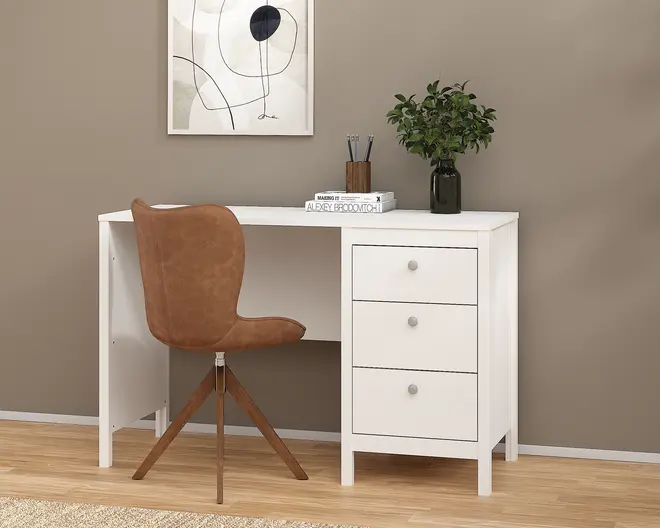 Skrivebord Madrid hvid kunstfiner