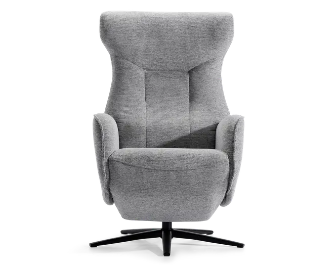 Drejestol m/indbygget fodskammel grå stof