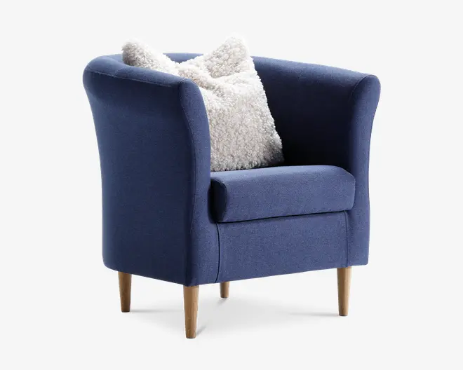 Lænestol Flash Blå Med Eg Ben