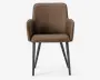 Spisebordsstol med armlæn i brun kunstlæder