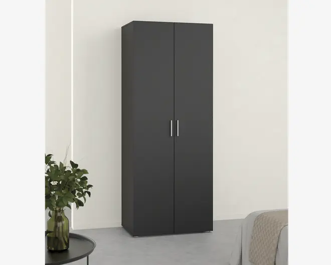 Garderobeskab sort med 2 låger