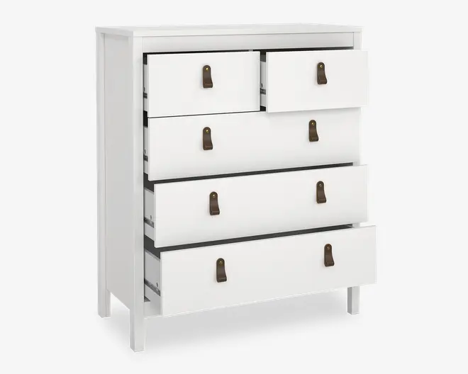 Kommode Madrid med 5 skuffer hvid