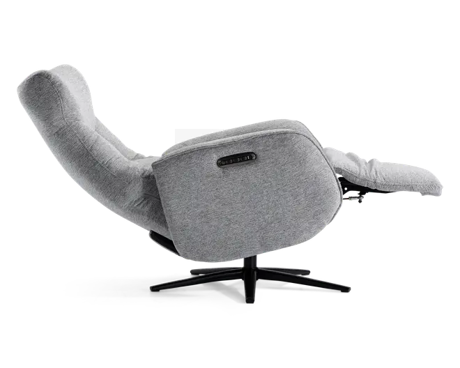 Drejestol m/indbygget fodskammel grå stof