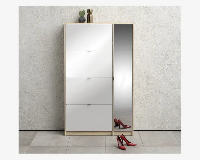 Skoskab Shoes m. 4 låger og spejldør