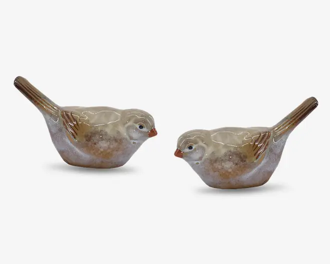 Keramik fugle ass sand/ brun H.7 cm 