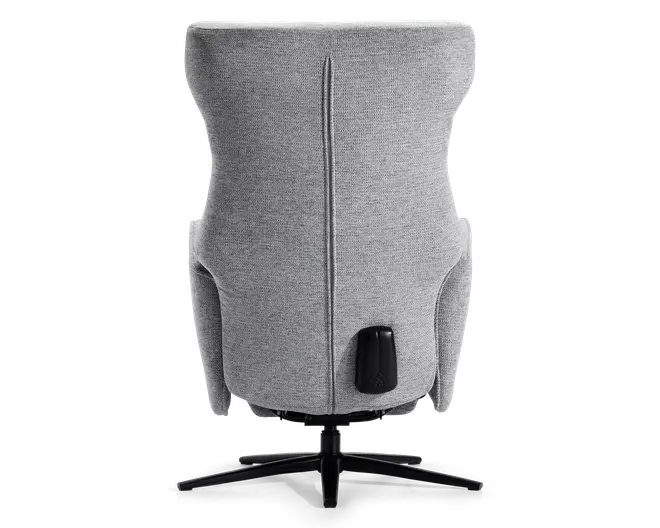Drejestol m/indbygget fodskammel grå stof