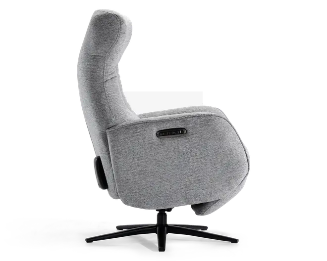 Drejestol m/indbygget fodskammel grå stof