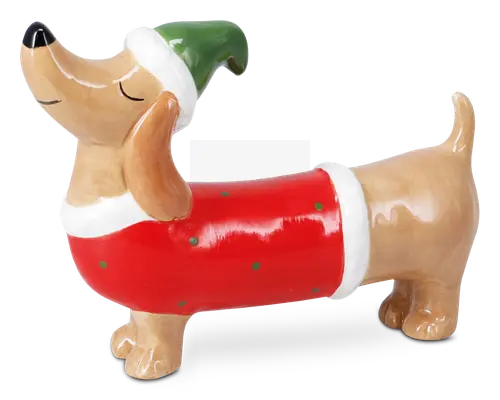 Julefigur gravhund ass H.14 cm