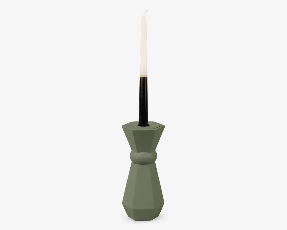 Lysestage Geo Queen grøn H.17 cm 