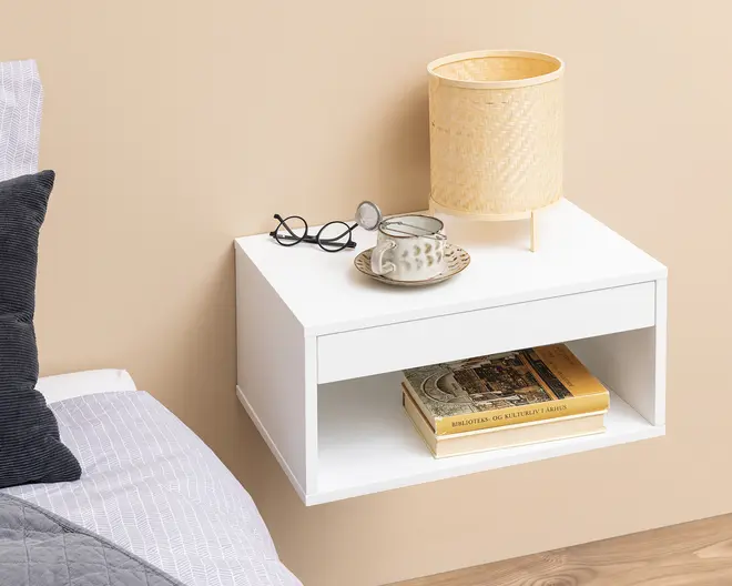 Sengebord Cholet med 1 skuffe hvid