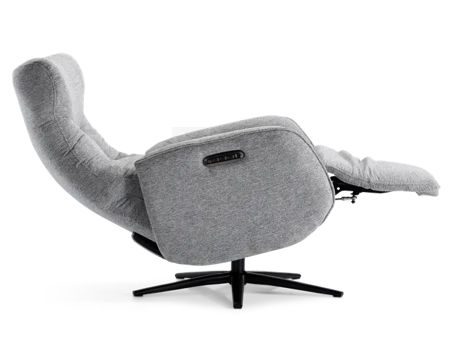 Drejestol m/indbygget fodskammel grå stof