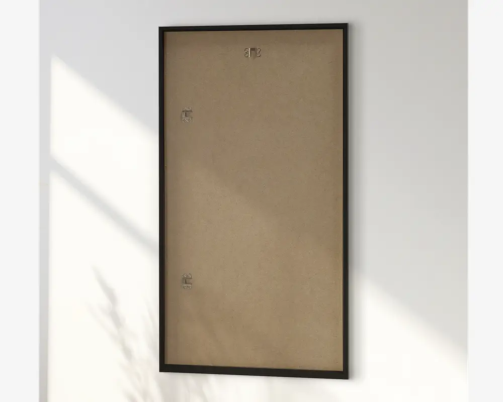 Spejl slim sort træ 40x80 cm 