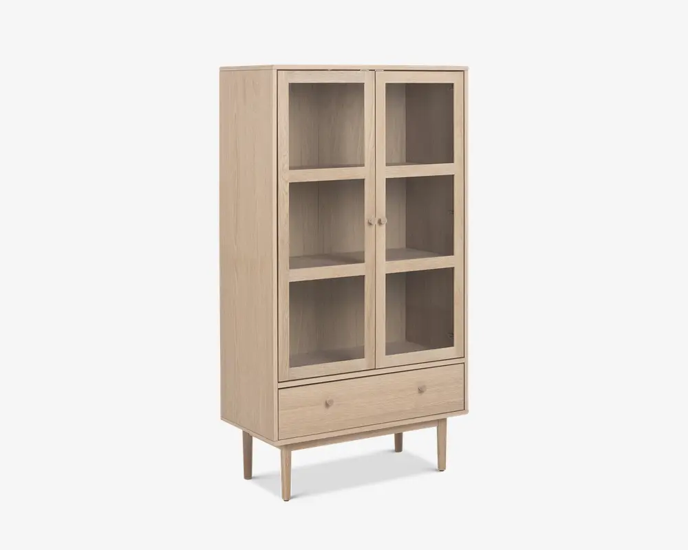 Vitrine Aston i hvidolieret fineret eg