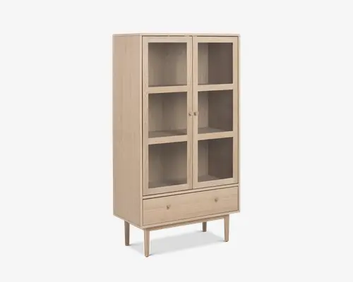 Vitrine Aston i hvidolieret fineret eg