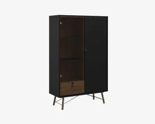 Vitrine Ry B. 102 cm sort/valnød
