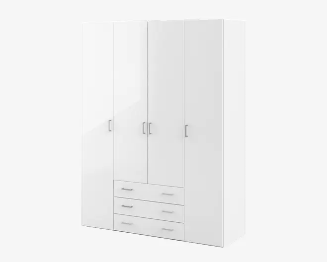 Garderobeskab Space m. 4 låger og 3 Skuffer
