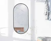 Spejl alu oval sort 50x100 cm 