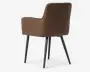 Spisebordsstol med armlæn i brun kunstlæder