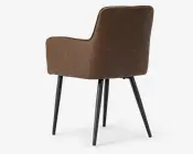 Spisebordsstol med armlæn i brun kunstlæder