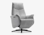 Drejestol m/indbygget fodskammel grå stof