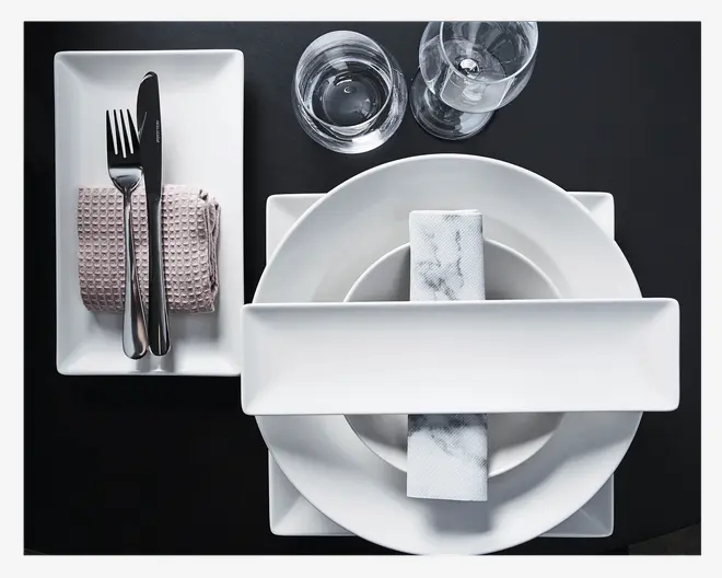 Quadro Tallerken Rektangulær 30x8 cm Hvid