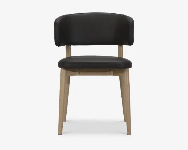 Spisebordsstol i læder med armlæn