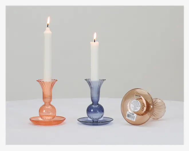 Lysestage Tulip Røgfarvet H.11,5 cm 