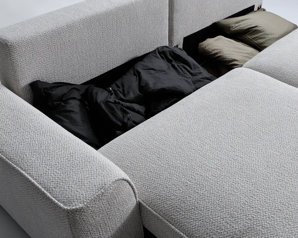 Sovesofa med open end og chaiselong højre