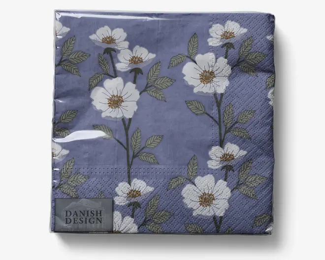 Servietter blå blomster 33x33 cm 