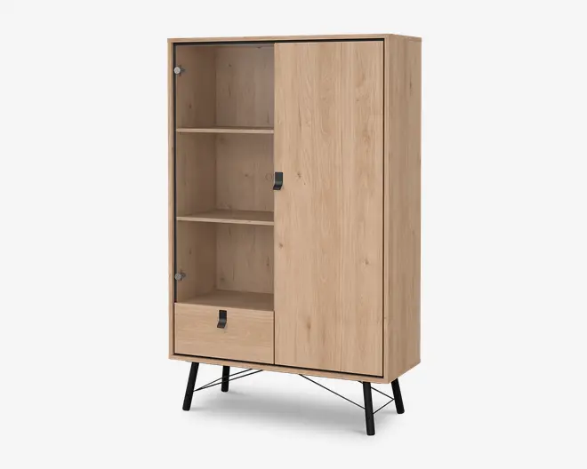 Vitrine Ry B. 102 cm eg/sort