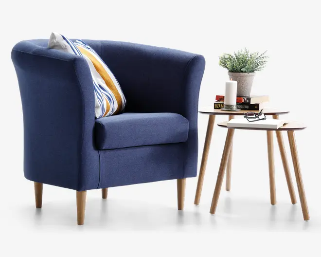 Lænestol Flash Blå Med Eg Ben